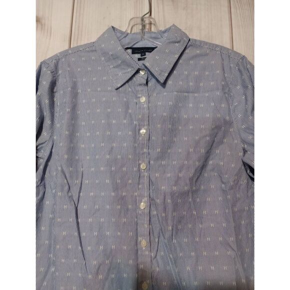Tommy Hilfiger Shirt Ladies 10 Blue‎ Button Front H Long Sleeve - Picture 3 of 8